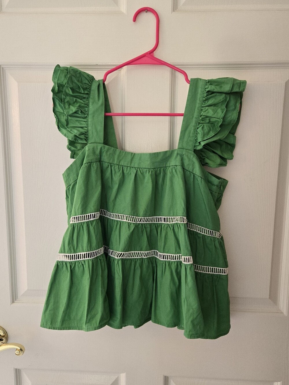 Green Flutter Sleeve Top Small